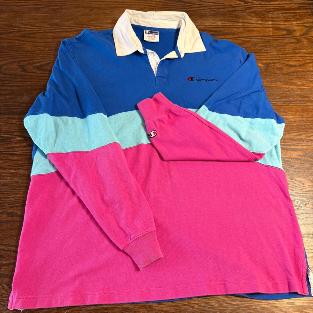 Champion Polo - Blue, Pink, and Light Blue